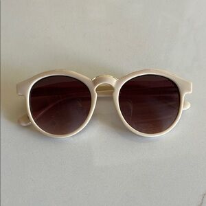 Cream Round Frame Retro Sunglasses